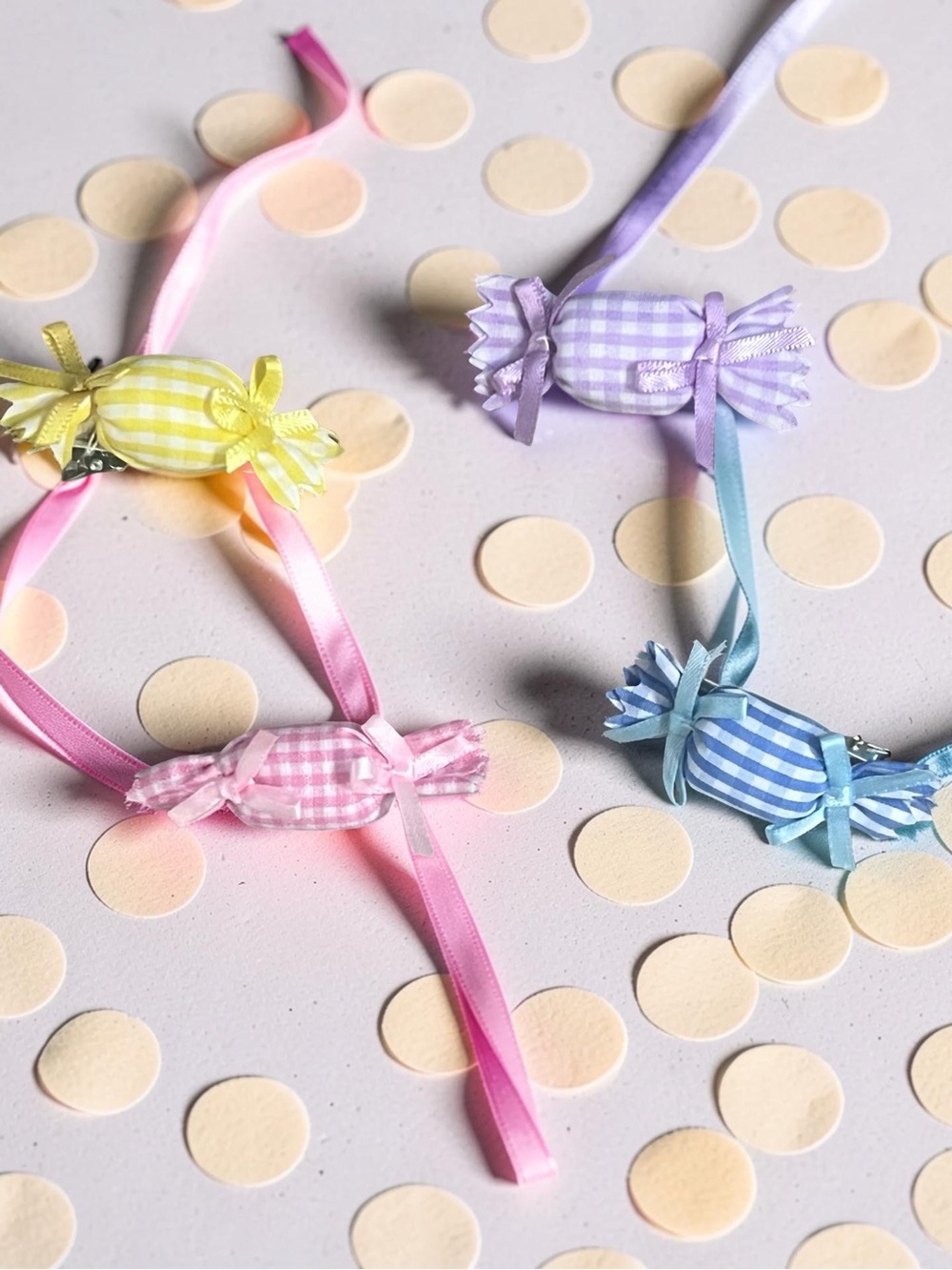 Handmade Pastel Gingham Candy Hair Clip Set – 4 Piece Collection - Picture 11 of 11